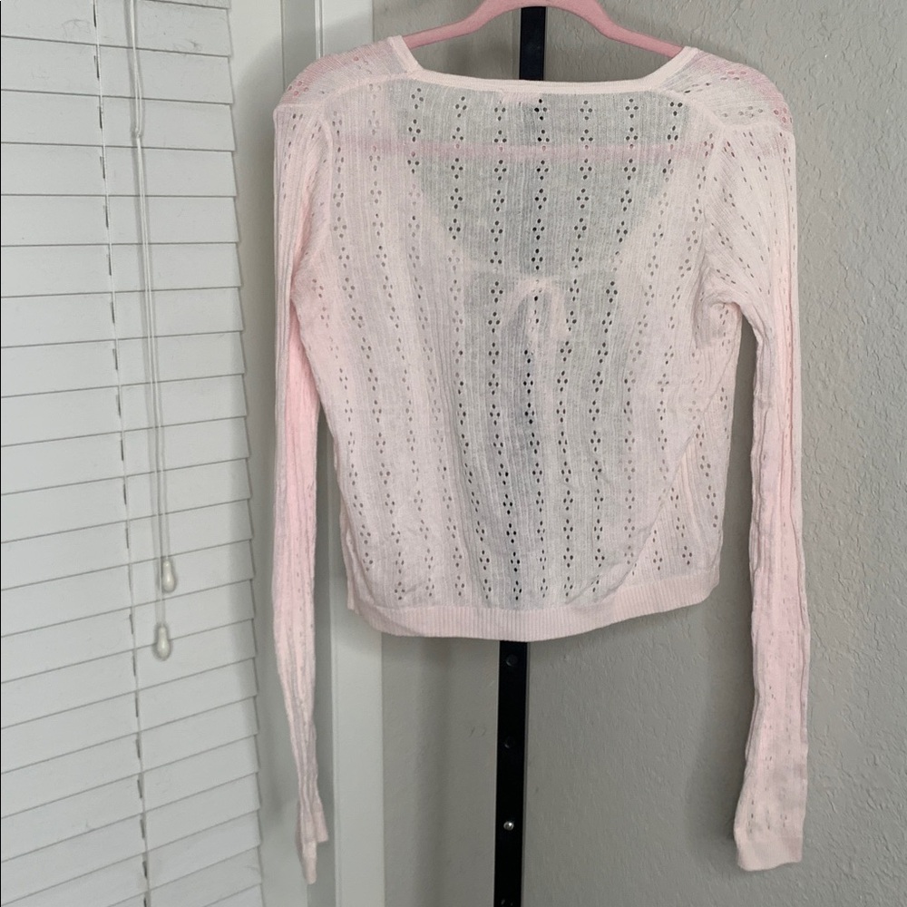 Brandy melville john galt one tie knit long sleeve cardigan pink small - Picture 5 of 6